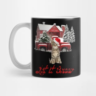 Cat Let It Snow Tree Farm Red Truck Christmas Mug